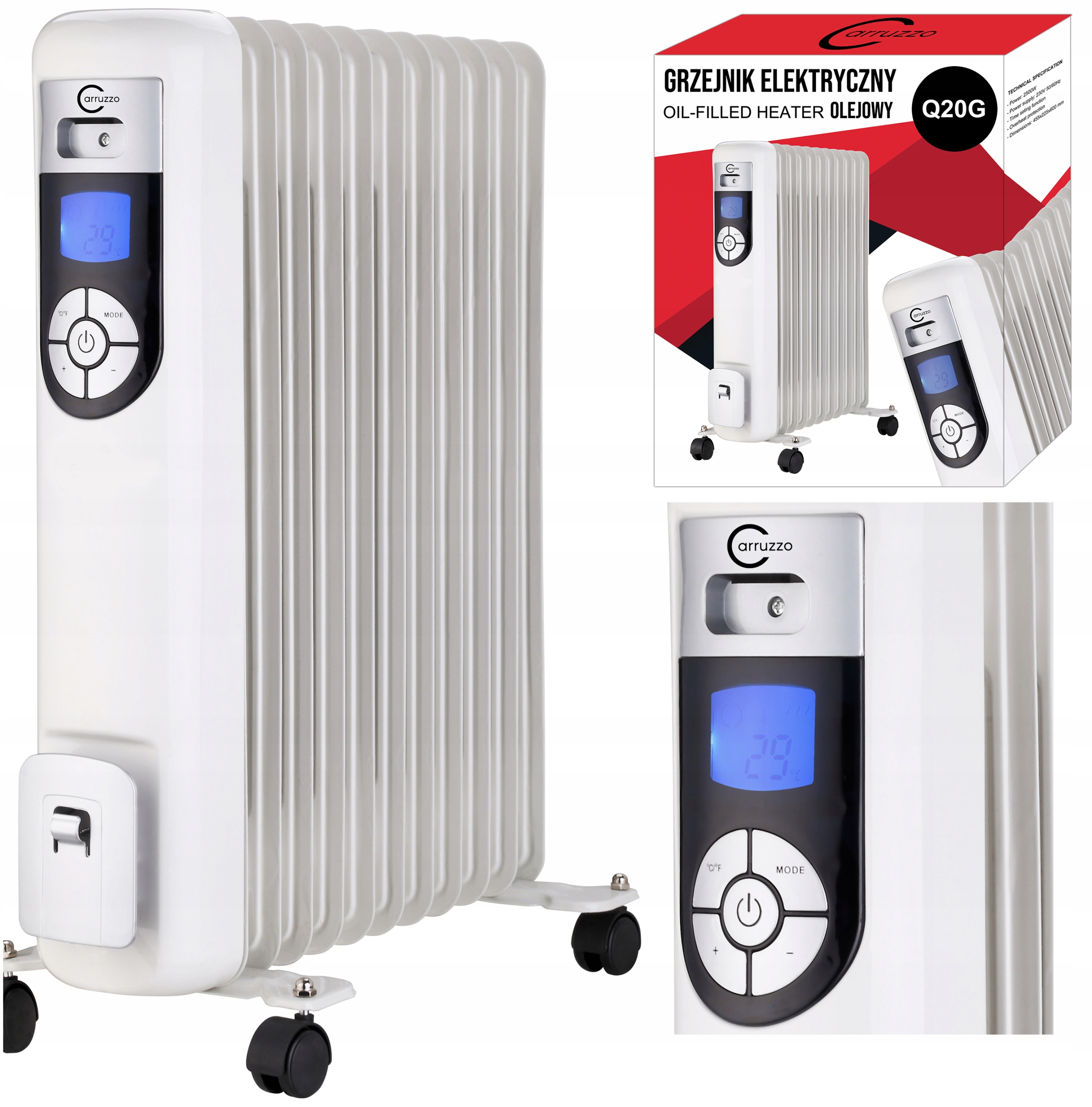 2 500 W LCD TIMEROVÝ ELEKTRICKÝ OHRIEVAČ OLEJA