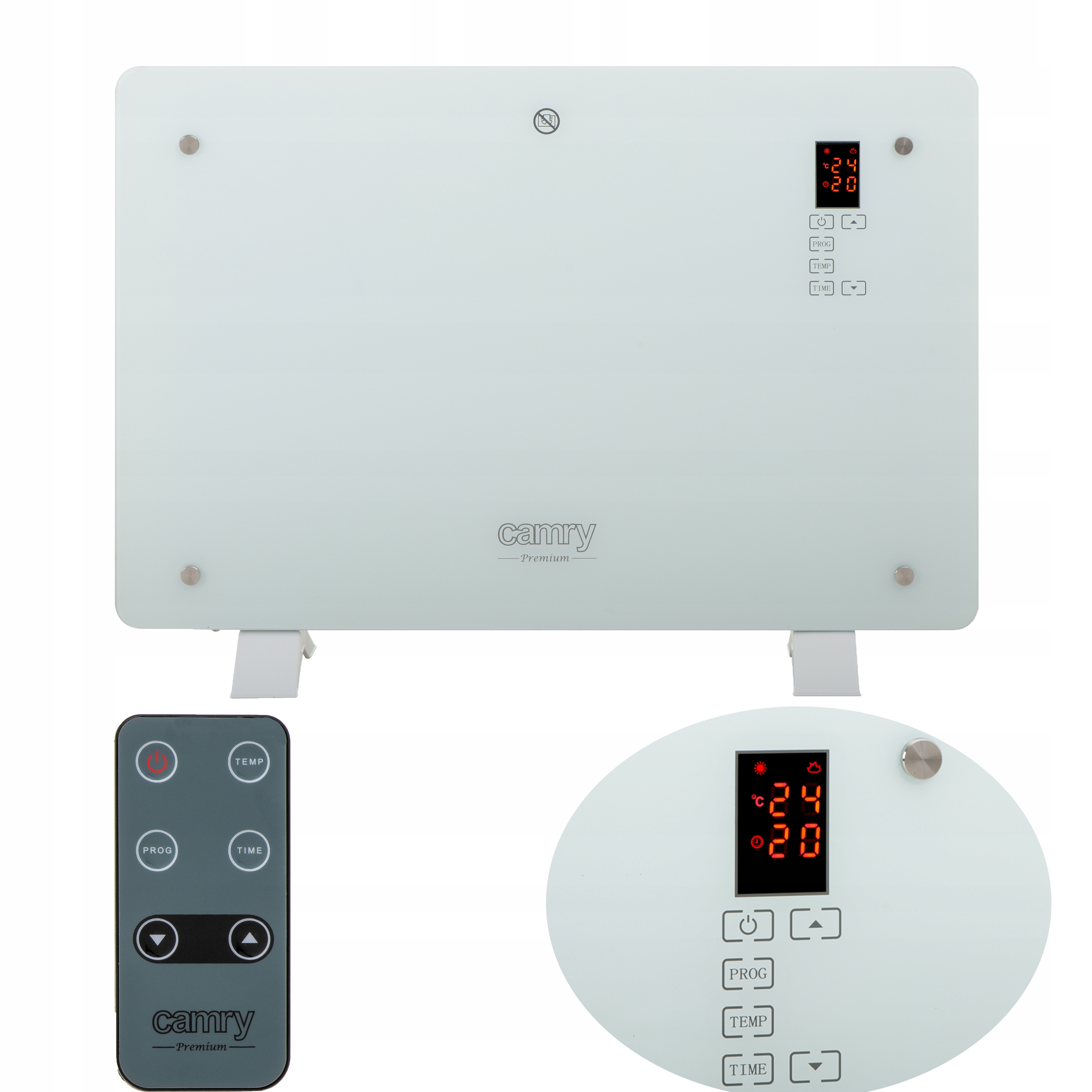 LCD konvektory GLASS PILOT 1500W TIME
