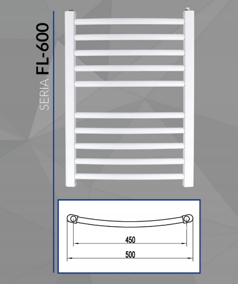 Kúpeľňový ohrievač FL-600 biely 682X500 FLG-400