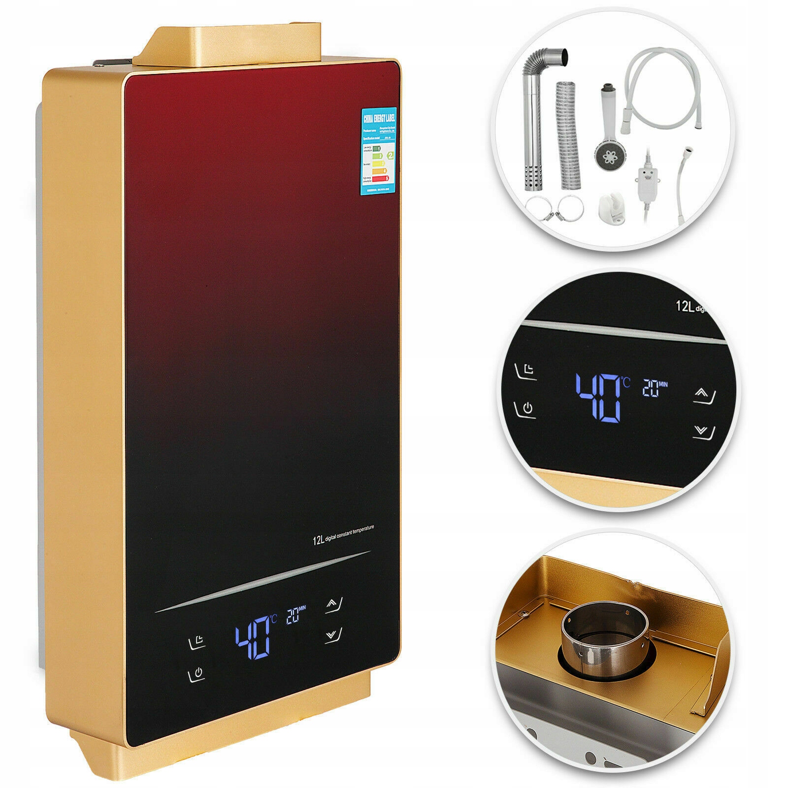 LCD plynový ohrievač vody 12 litrov PROPAGÁCIA