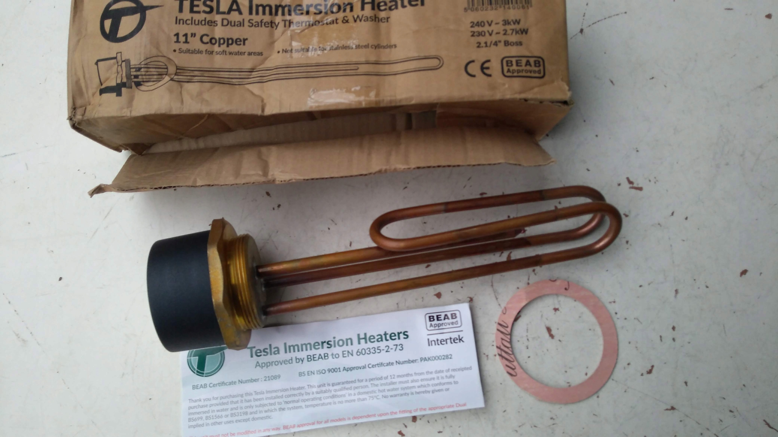 Ohrievač Tesla pre kotol 2,7 kW, termostat 70 stupňov C