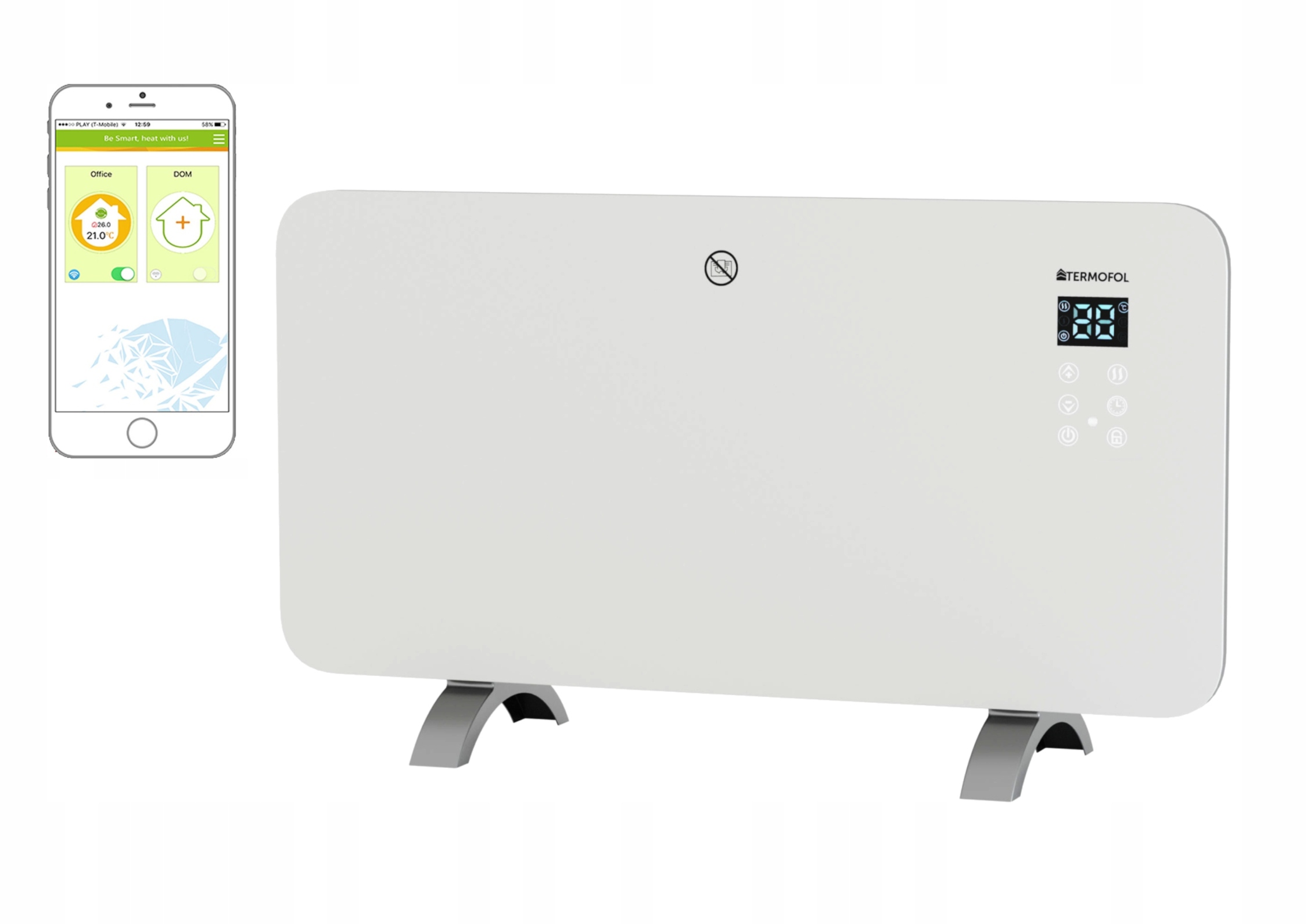 1500 W WIFI sklenený elektrický ohrievač