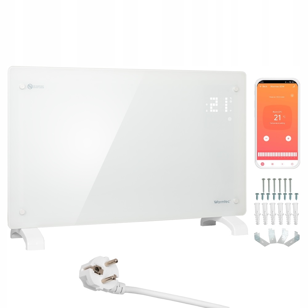 2 kW WiFi elektrický ohrievač, biely