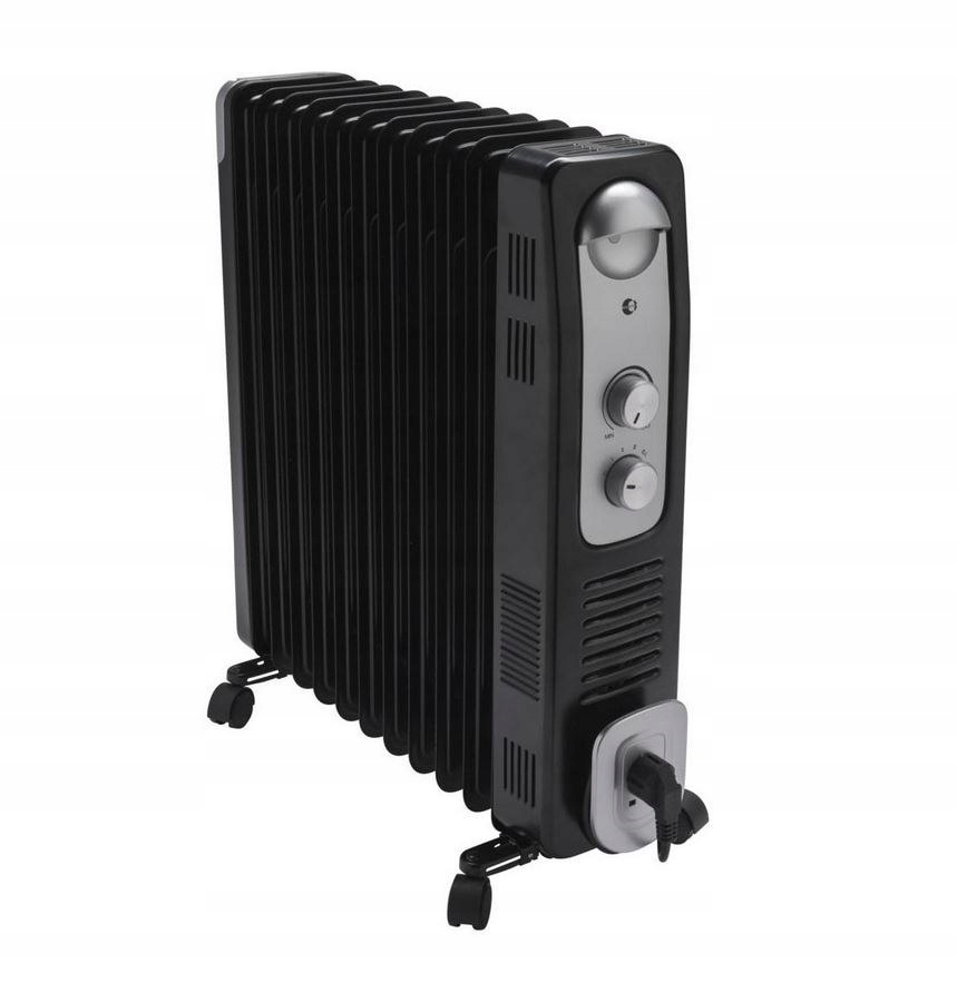 Čierny olejový chladič 2900W s turbo ventiláciou