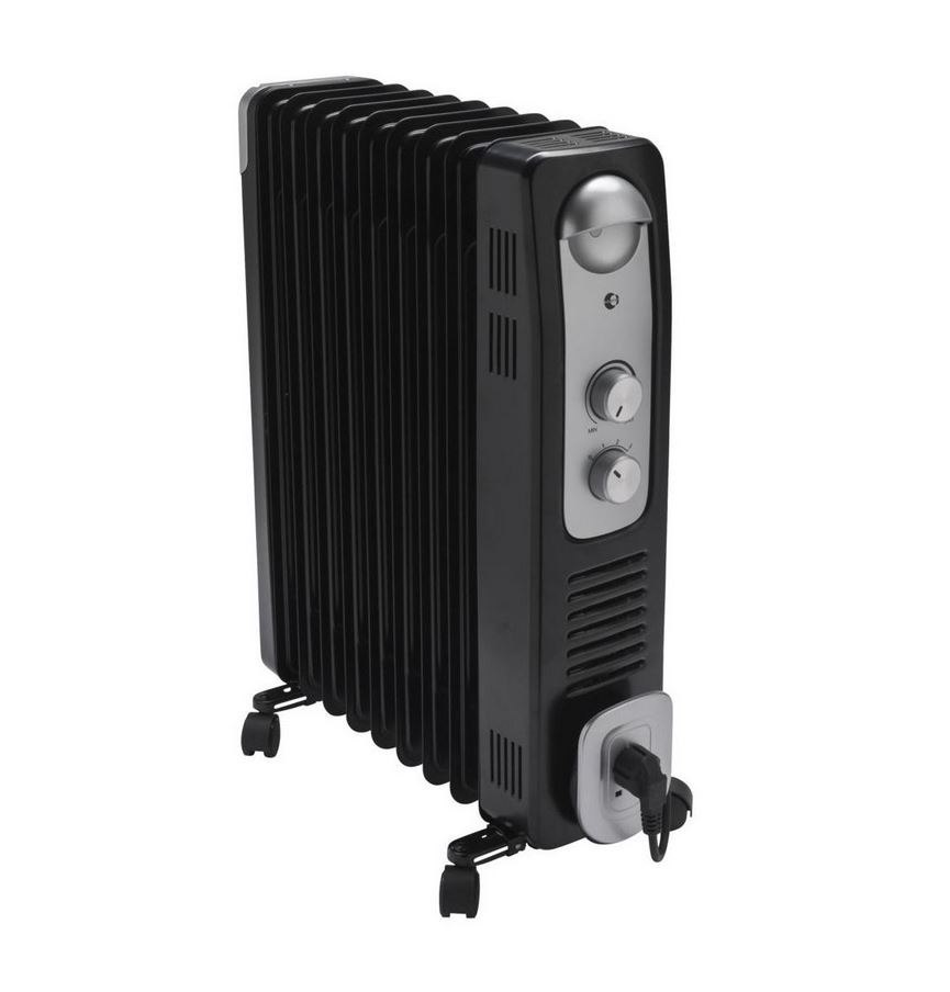 Čierny olejový chladič 800/1200 / 2000W na kolesách