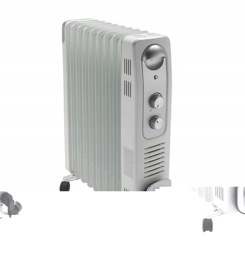 Šedý olejový chladič 2 400 W s turbo ventiláciou