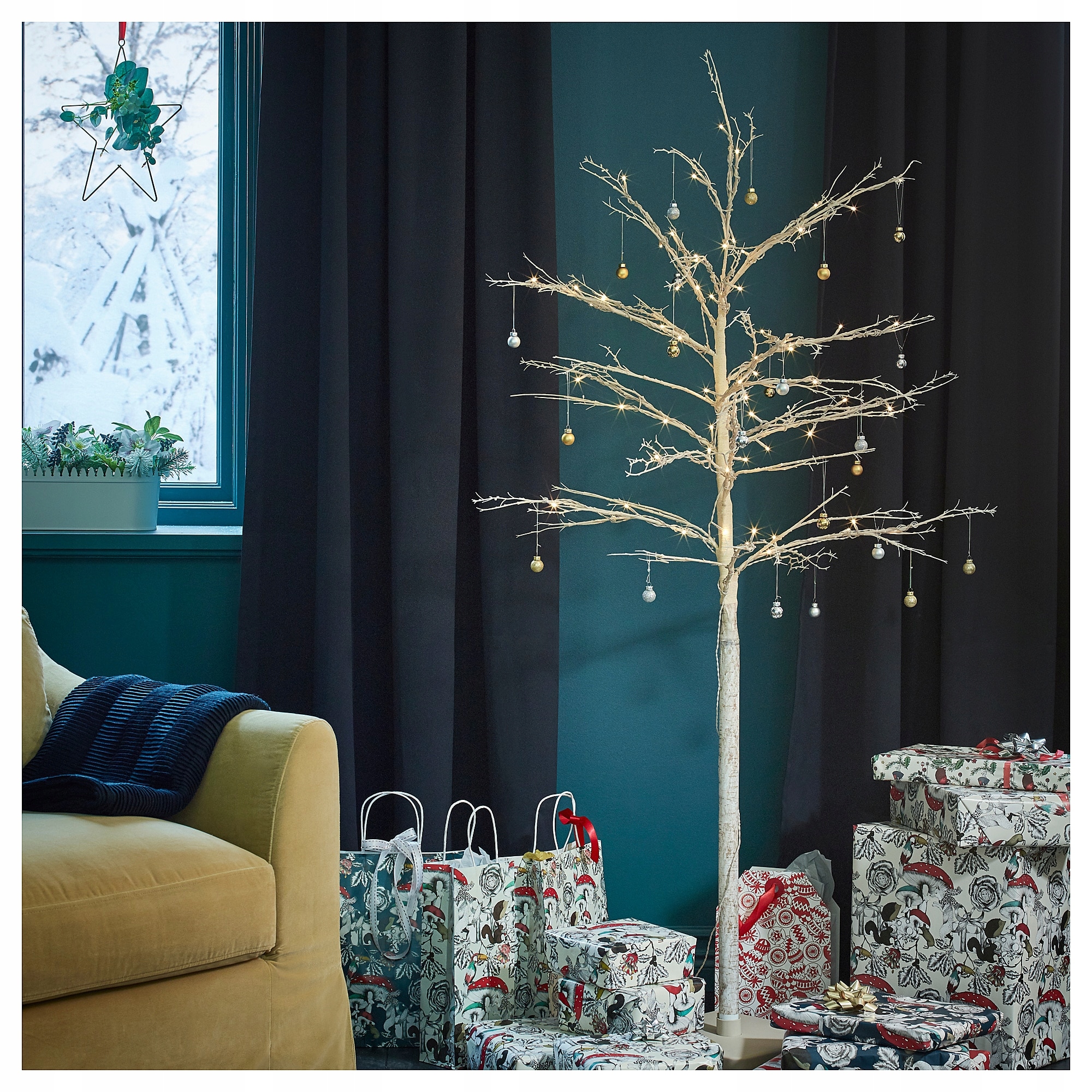 IKEA FEJKA biely vianočný stromček na LED Vianoce