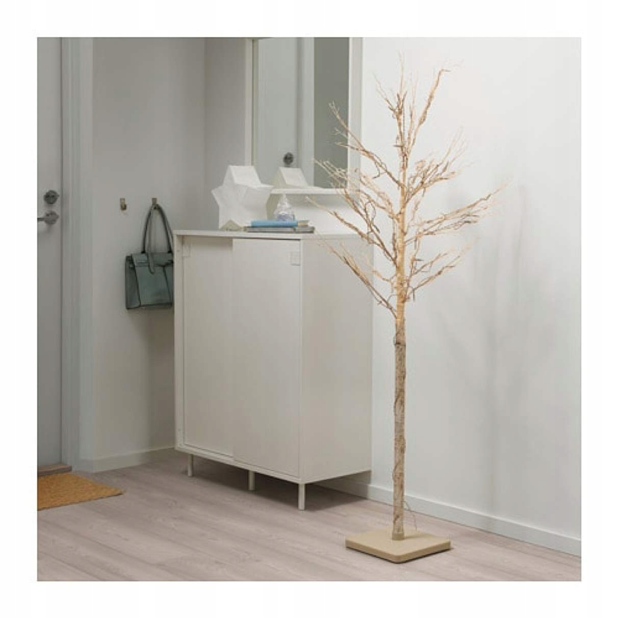 IKEA FEJKA stromček 150 cm biele vetvičky LED žiarovka