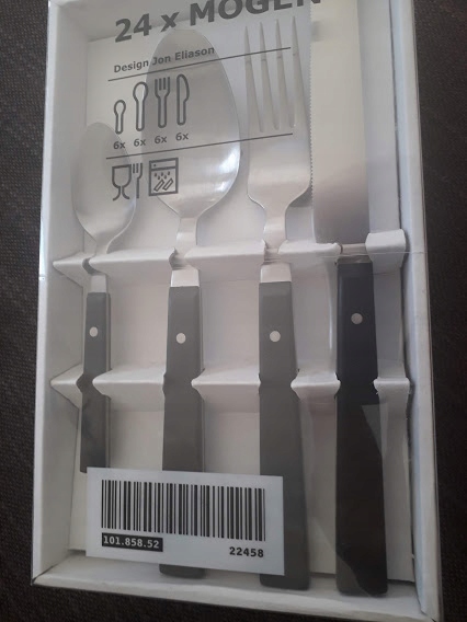 Sada príborov IKEA MOGEN 24 dielna čierna NOVINKA