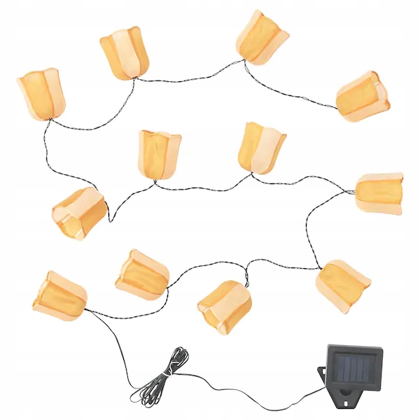 IKEA SOLVINDEN Garland LED 12 solárnych tulipánových zlatých