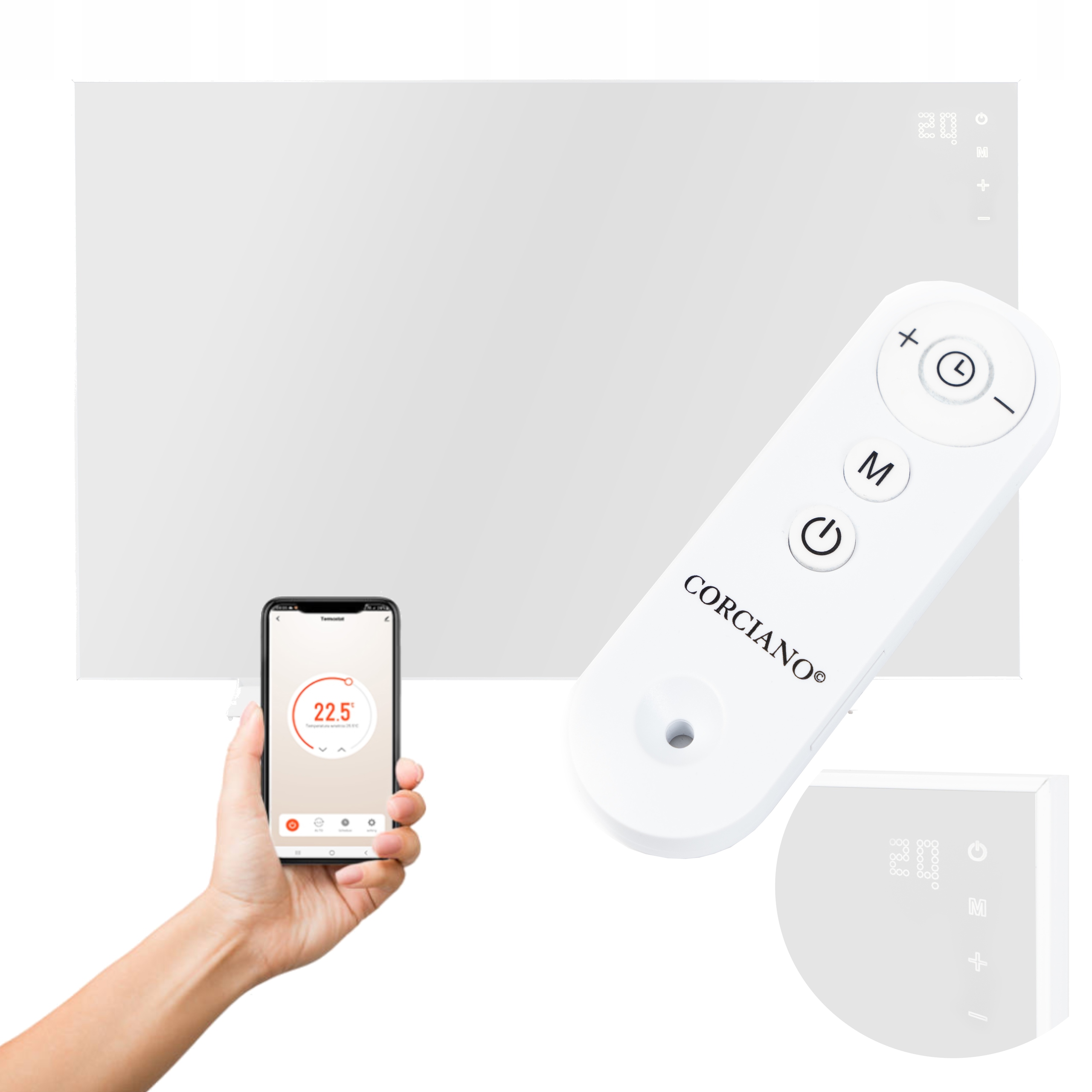 INFRAČERVENÝ ohrievač 720 W INFRAČERVENÉ ŽIARENIE Biely WiFi Panel Diaľkové ovládanie