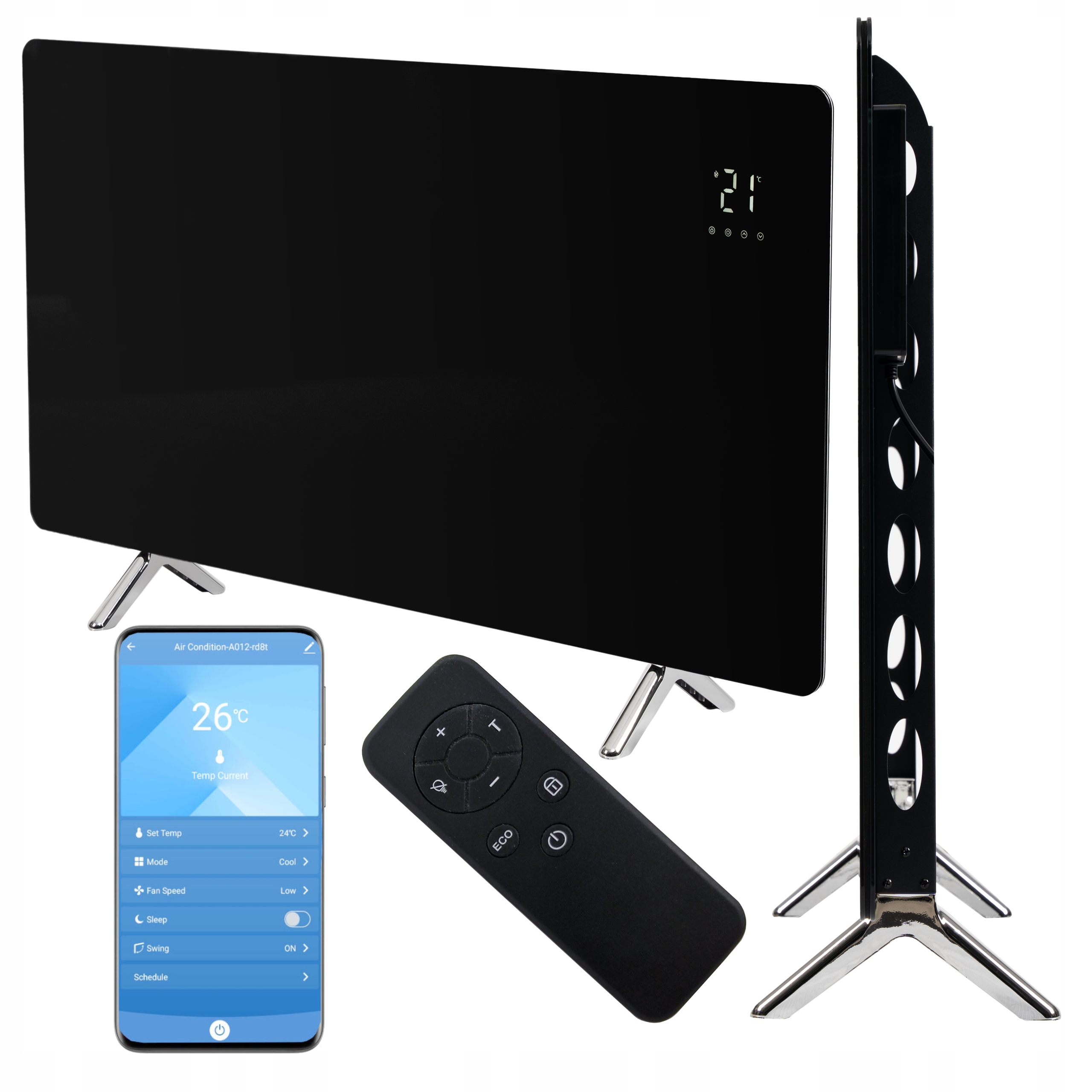 INFRAČERVENÝ Ohrievač 720 W INFRAČERVENÝ ŽIAROVÝ ČIERNE SKLO WiFi Panel