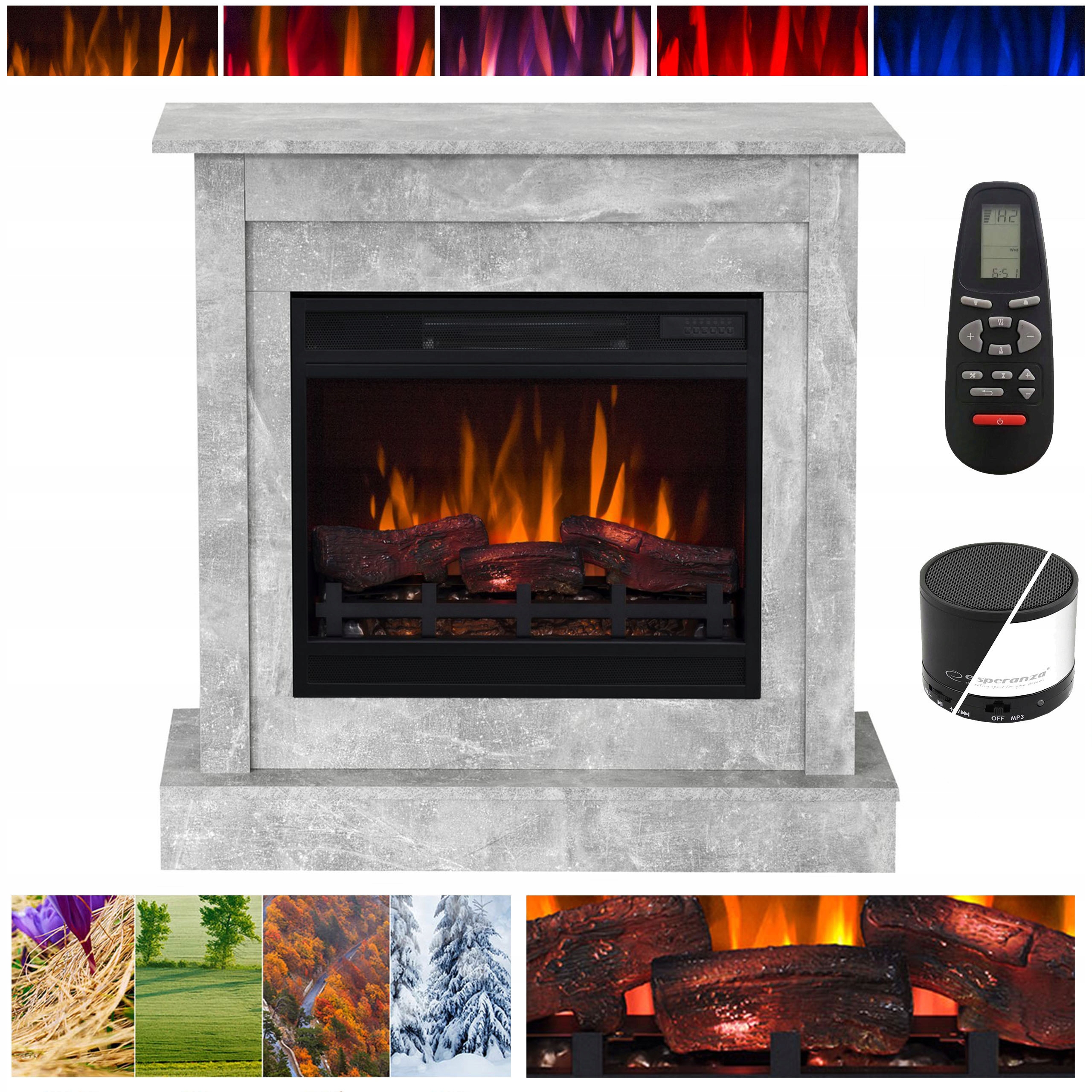 ELEKTRICKÝ KRB LED 3D VIGO BETÓN MODERNÝ 90CM