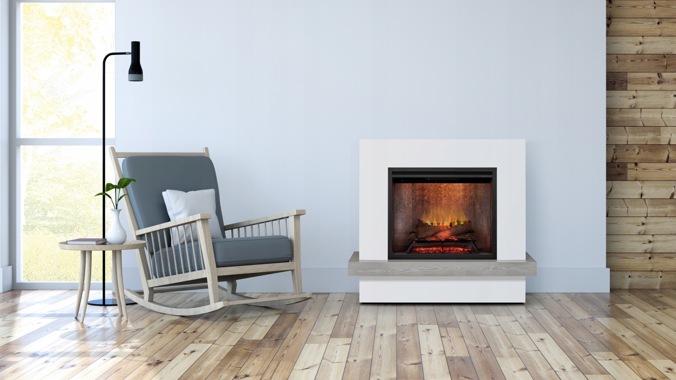 ELEKTRICKÝ KRB Drevené biele LED OPTIFLAME