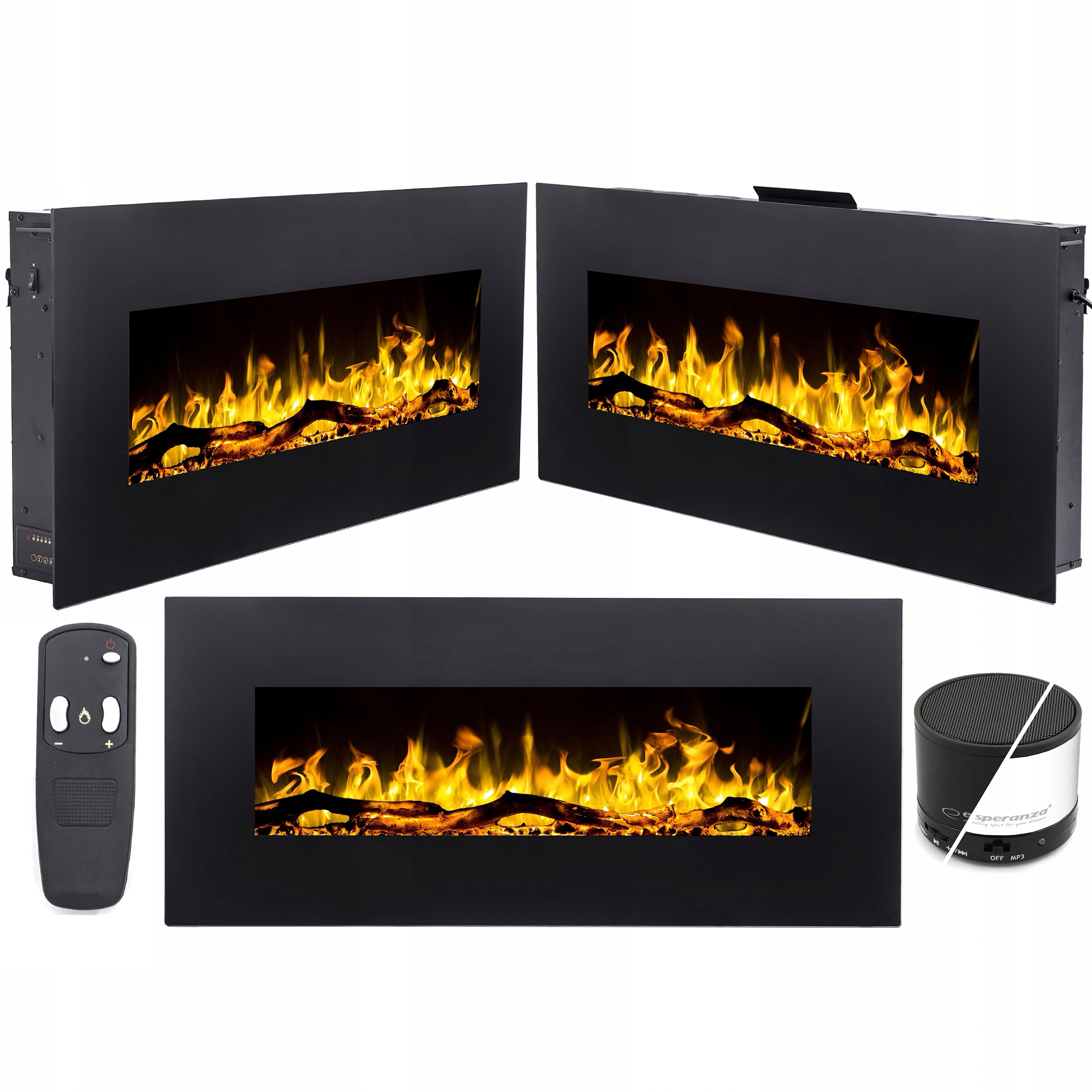 Elektrický krb - LED KRB NA STENU 128 CM BEZ KÚRENIA DIAĽK