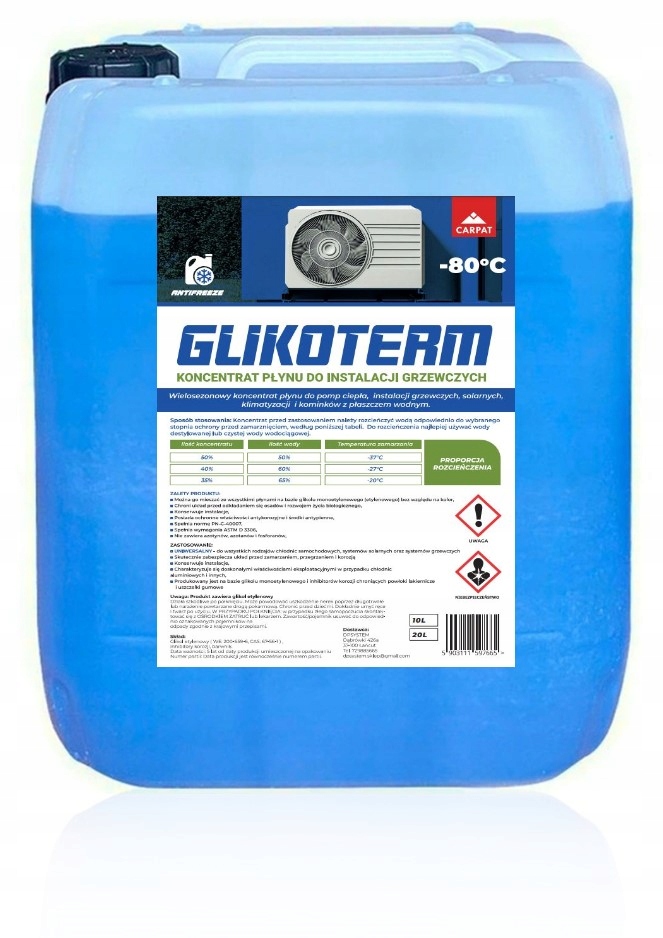 KONCENTRÁT 10L PRE VYKUROVACIE INŠTALÁCIE GLYKOL -80°C