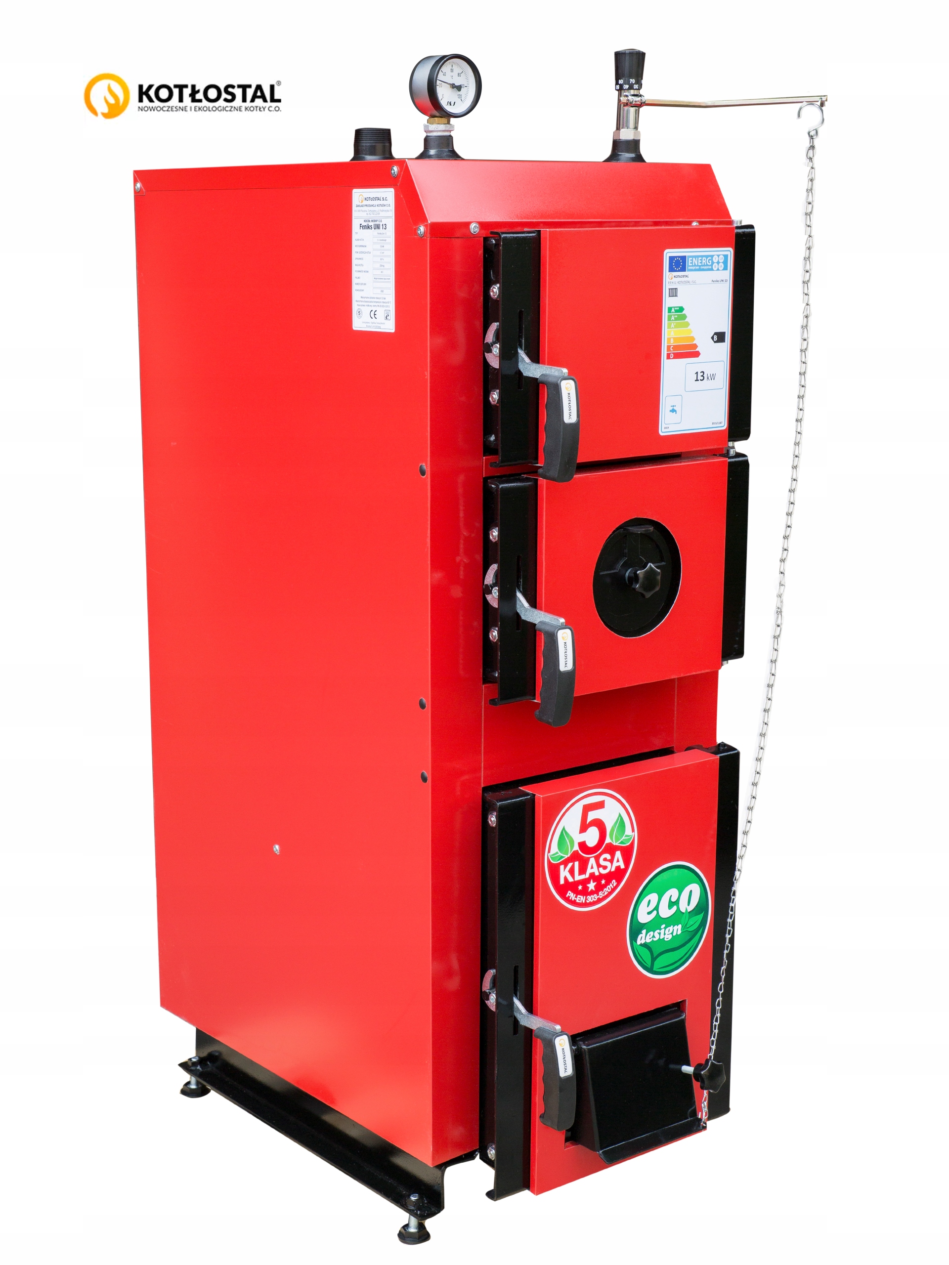 Kotolový oceľový kotol na drevo, čierne uhlie, 13 kW