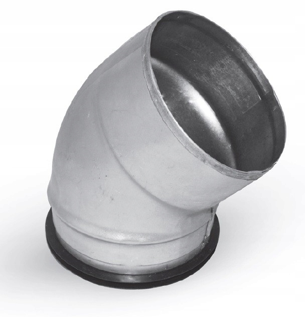 Lisovaný krátky ohyb 125 mm s tesnením a manžetou