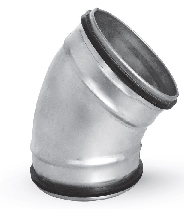 Lisované koleno s tesnením 45 stupňov 180 mm