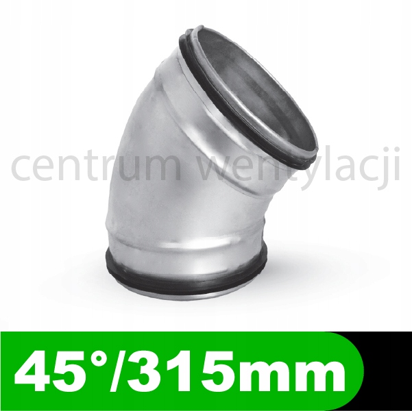 Ventilačné koleno s tesnením 45 ° fi 315