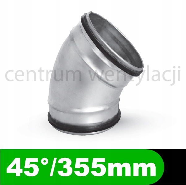 Ventilačné koleno s tesnením 45 stupňov fi 355