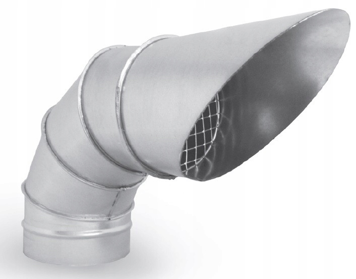 Komínová strieška - 250 mm vyhadzovacie ohyb, pozinkované