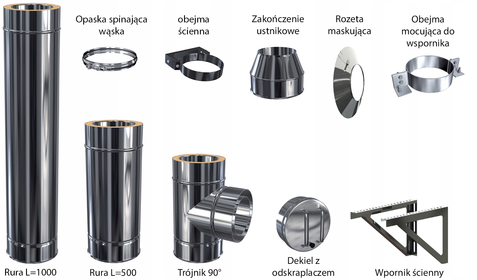 Na čistenie krbu ZOSTAVA – Dvojstenný komín MKD ST 180 90 °, 8,5 m, zavesený