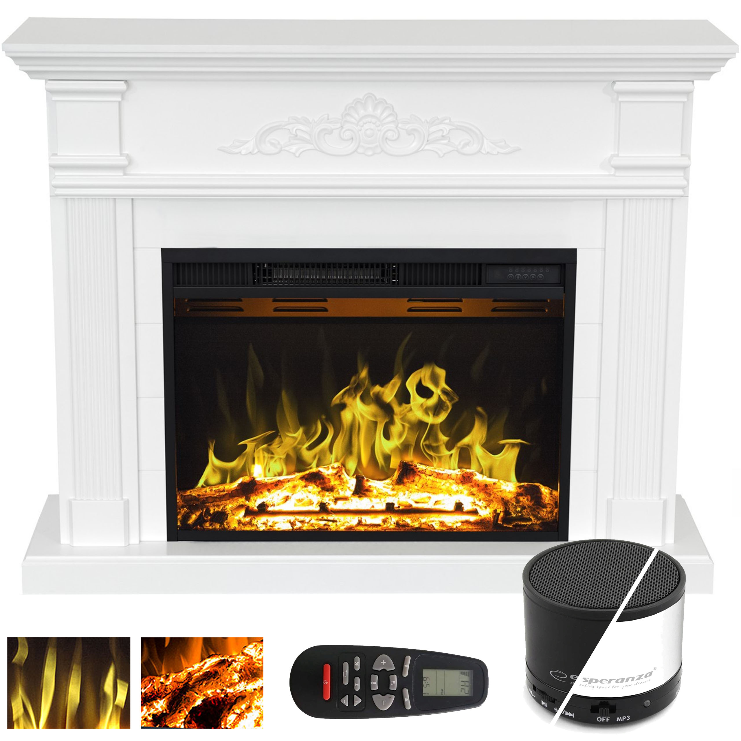 Elektrický krb LED Beverly White 140 cm