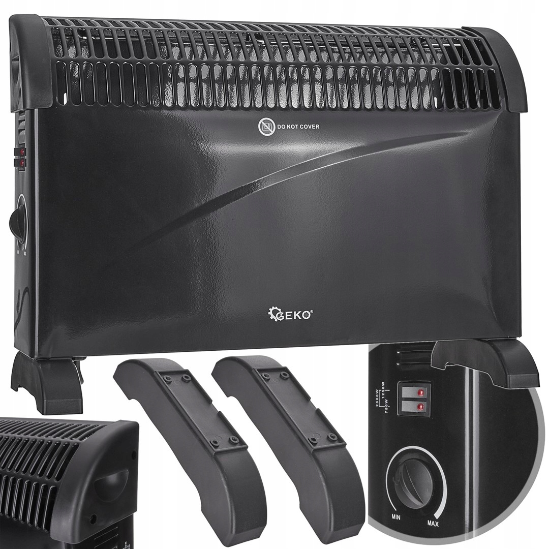 Čierny konvektorový ohrievač s termostatom 2000W (1)