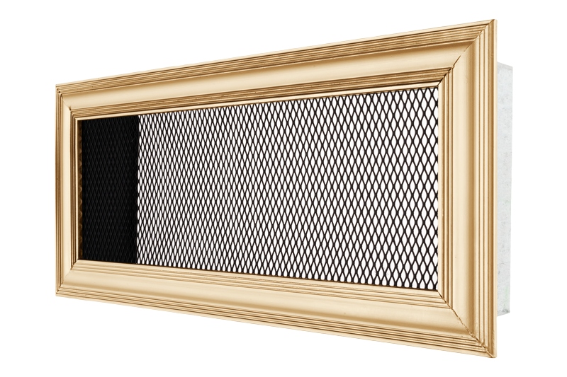 Mriežka 11 × 24, matná mosadz, drážka, čierna sieťovina, mat