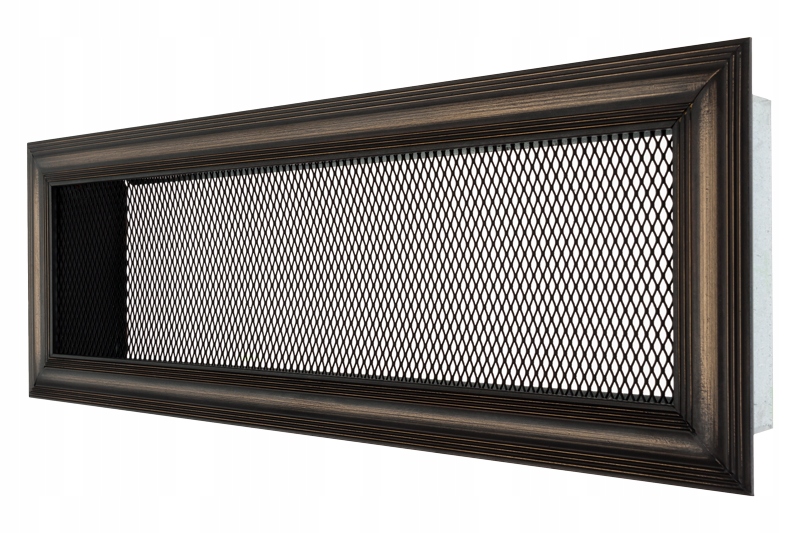 Mriežka 11 × 32, stará mosadz, matná drážka, čierna sieťovina