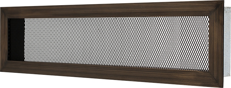 Mriežka 11 × 42, stará matná mosadz, hladká sieťovina, čierna