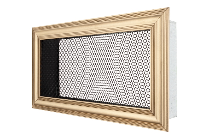 Mriežka 12 × 22, matná mosadz, drážka, čierna sieťovina, mat