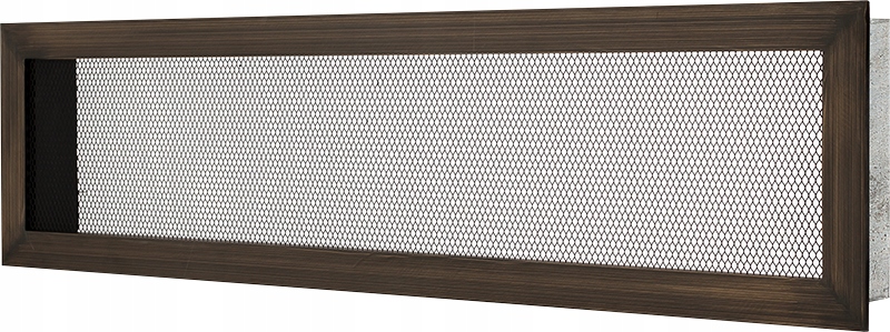 Mriežka 13 × 52, stará matná mosadz, hladká sieťovina, čierna