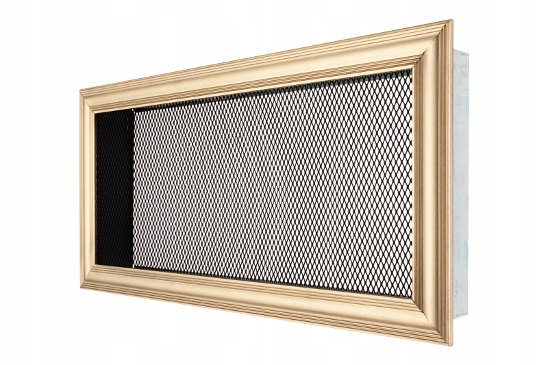 Mriežka 15 × 30, matná mosadz, drážka, čierna sieťovina, mat