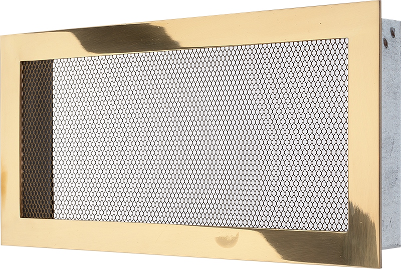 Mriežka 15x30, leštená mosadz, hladká sieťovina, zlatá po