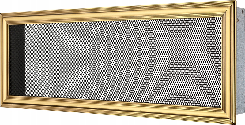 Mriežka 15 × 43, leštená mosadz, drážka, čierna sieťovina