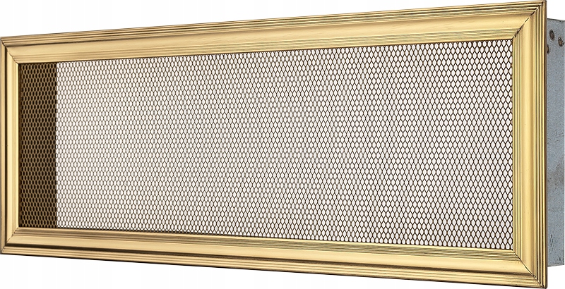 Mriežka 15x43, leštená mosadz, drážka, zlatá sieťovina, pol