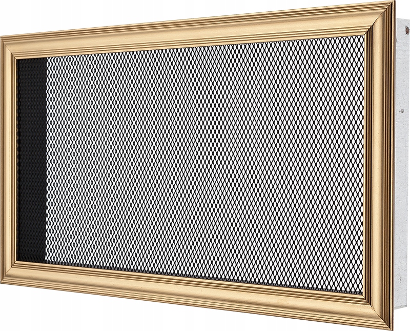 Mriežka 20 × 35, matná mosadz, drážka, čierna sieťovina, mat