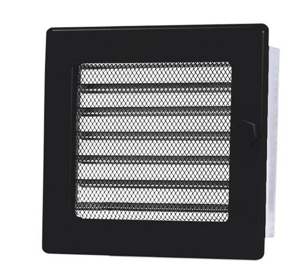 Čierny rošt 17 × 17 so žalúziou, krbom, ventiláciou