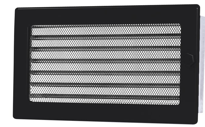 Čierna mriežka 17 × 49 so žalúziou, krbom, ventiláciou