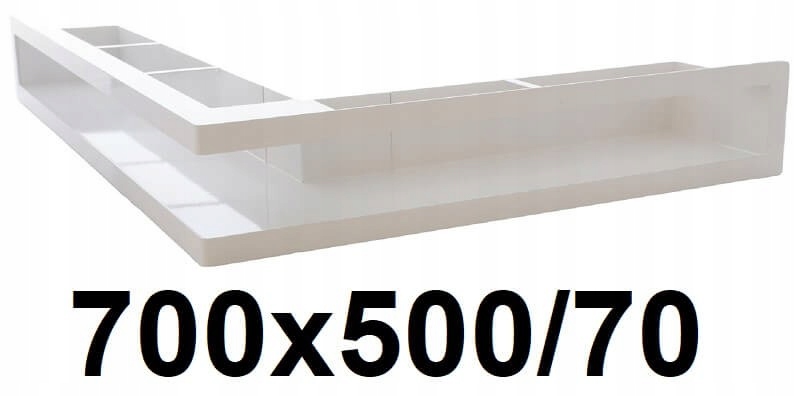 Vetracia mriežka – Rohová roštová mriežka 500 × 700 / 70 [mm] BIELA / PRAVÁ