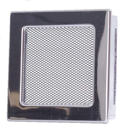 Poniklovaný oceľový gril 17x17 krb, ventilácia