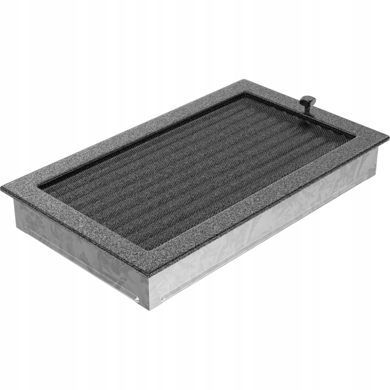 Čierno-strieborná vetracia mriežka s uzáverom 22 × 37