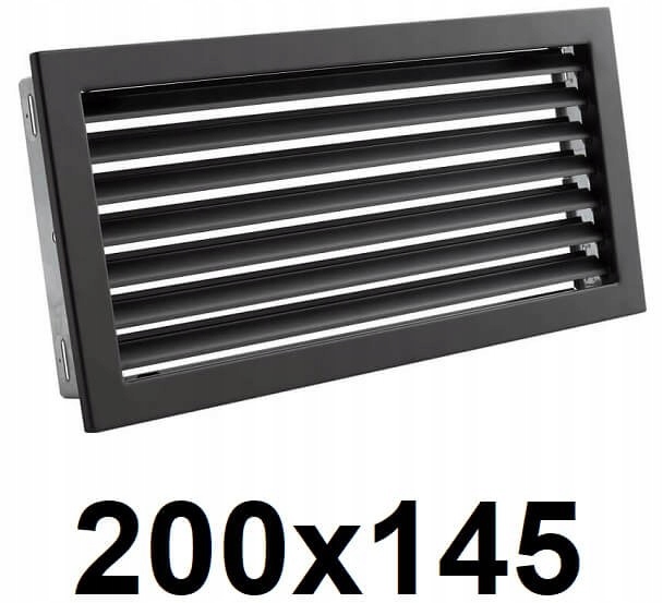 Vetracia mriežka - Mriežka s pevným uzáverom 200x145 [mm] ČIERNA