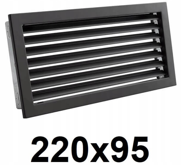 Vetracia mriežka - Mriežka s pevným uzáverom 220x95 [mm] ČIERNA