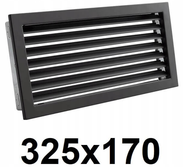 Vetracia mriežka - Mriežka s pevným uzáverom, 325x170 [mm] ČIERNA