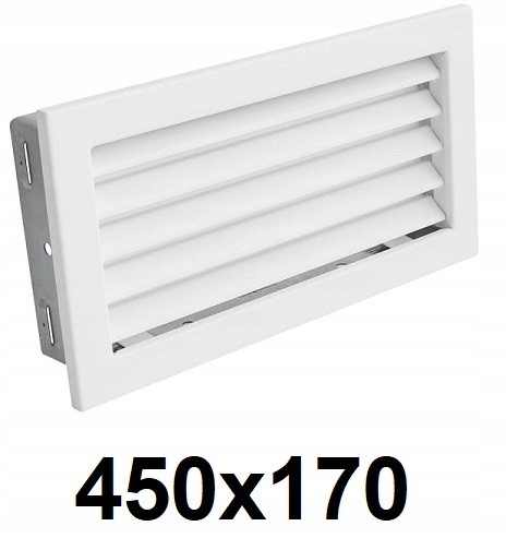 Vetracia mriežka – Mriežka s pevným uzáverom 450 × 170 [mm] BIELA
