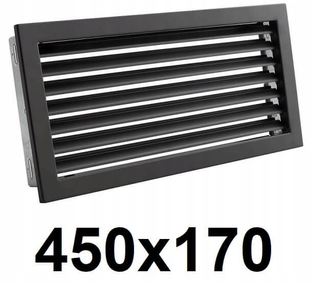 Vetracia mriežka - Mriežka s pevným uzáverom 450x170 [mm] ČIERNA
