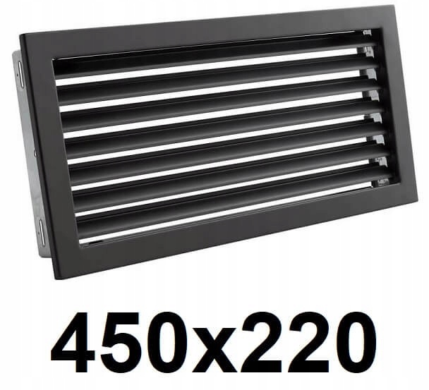 Vetracia mriežka - Mriežka s pevným uzáverom 450x220 [mm] ČIERNA